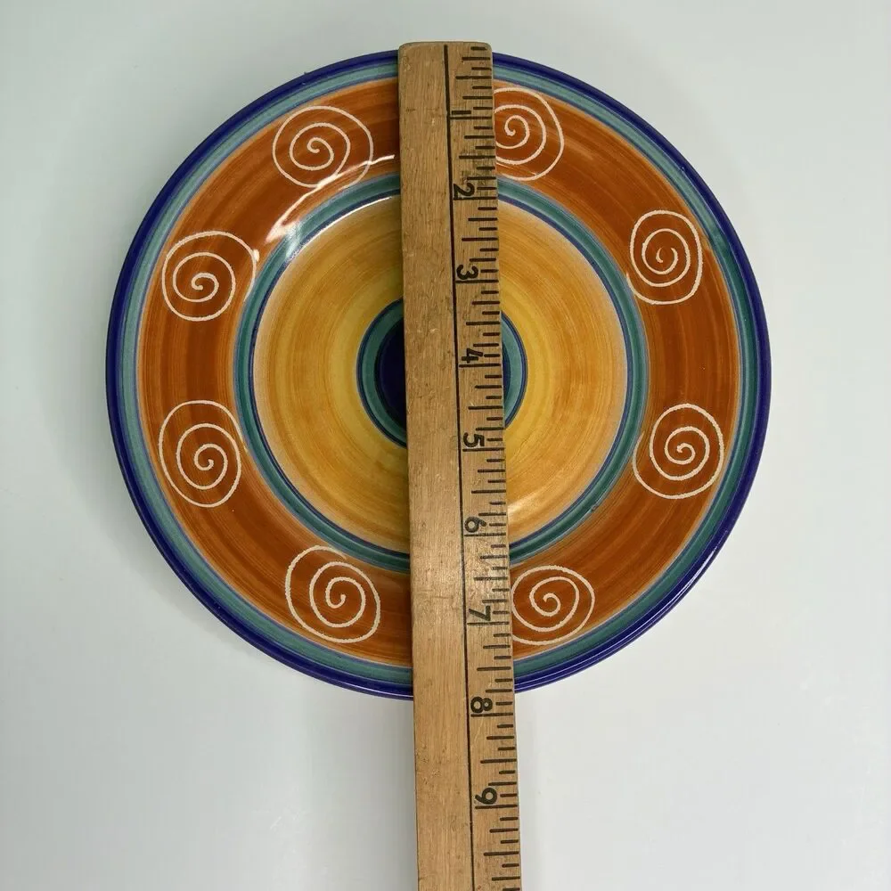 Pier 1 Italian Swirl Handcrafted Blue, Orange Swirl 8